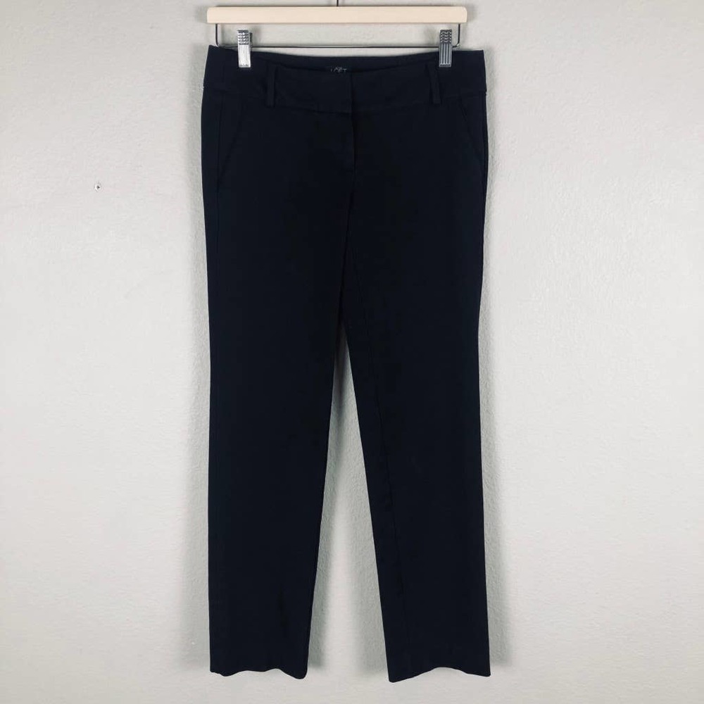 LOFT pants black zoe straight pockets stretch trousers size‎ 2